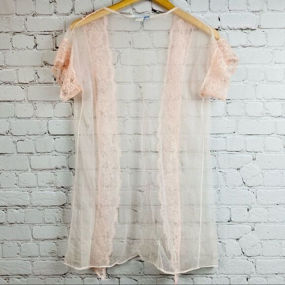 VTG 60s Stardust Sheer Peignoir Robe Cover Up - Picture 8 of 10